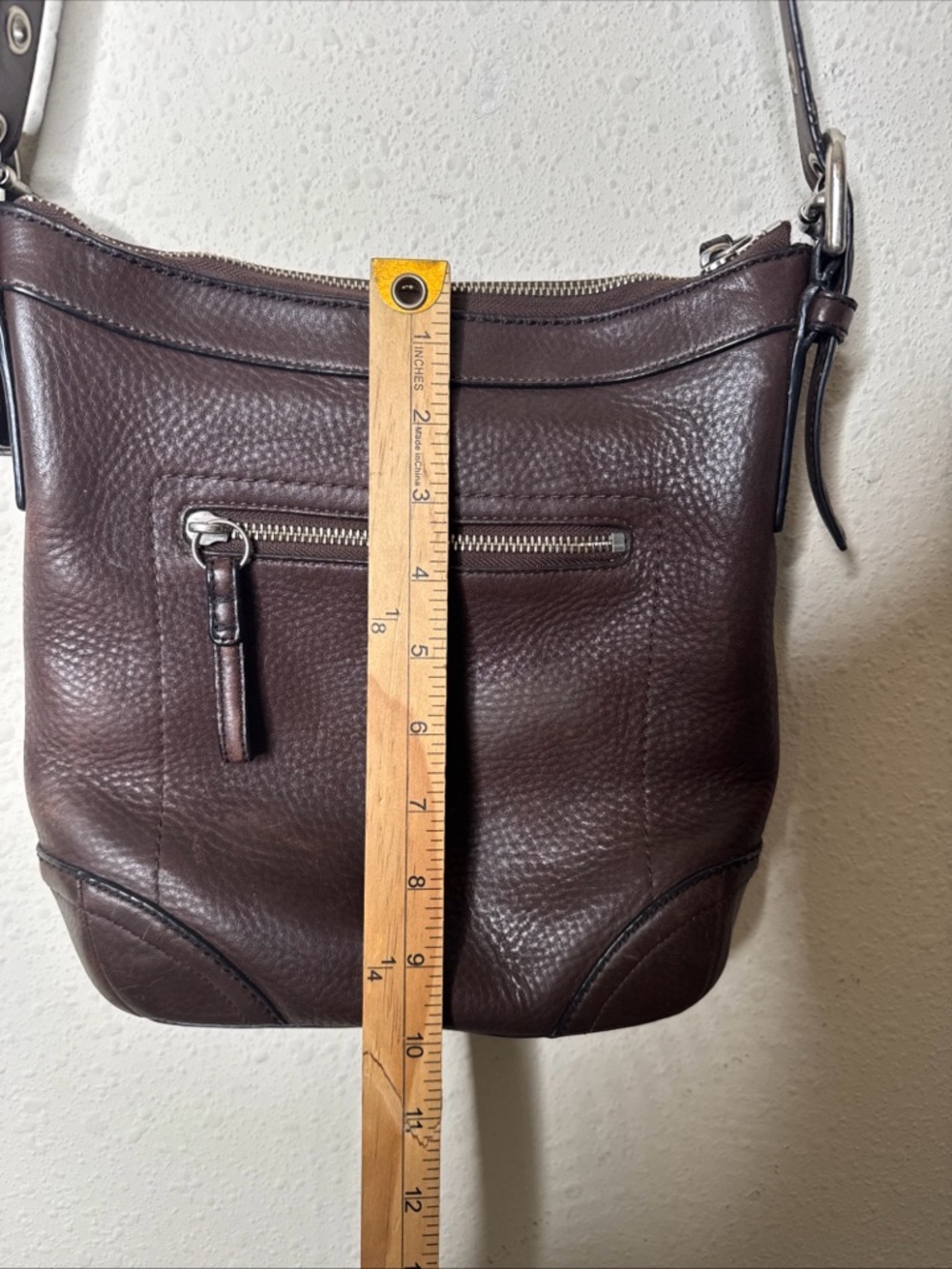 COACH PEBBLE Brown Leather Silver Tone Hardware CROSSBODY Bag F12319 - Picture 10 of 15